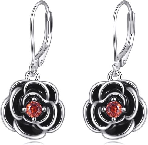 TIGER RIDER Orchid/Hibiscus/Rose/Peony/Lotus/Daisy/Cherry Blossom/Sunflower/Mushroom 925 Sterling Silver Leverback Earrings Flora Jewelry Gift for Women Birthday Christmas in Kuwait