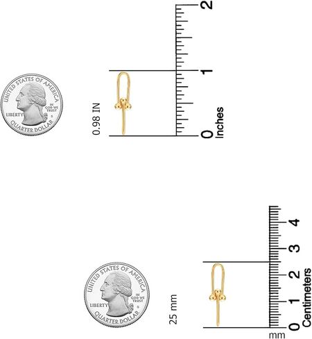 LeCalla 925 Sterling Silver Small Link Earrings for Women | 14K Gold-Plated U-Shaped Pinball Linked Drop Earrings | Paperclip Link Statement Earrings 25MM in Saudi Arabia