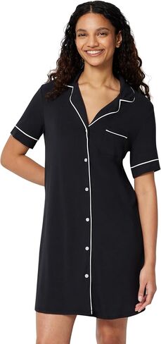 Amazon Essentials Women's Modal-Blend Nightgown, Short Sleeve Button-Down in Kuwait