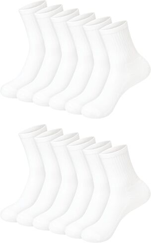 مجموعة جوارب Hanes White Crew، جوارب للكاحل وبدون عرض، جوارب مبطنة، جوارب موحدة للفتيات، 12 زوجًا in Kuwait