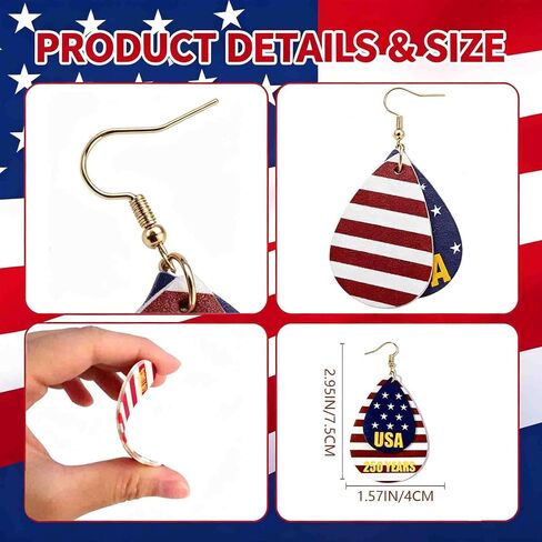 Patriotic 250th Anniversary Earrings for Women, 4th of july accessories Lightweight Red White Blue Earrings, 4th of July Independence Day Party Outfit American Flag Earrings Jewelry Celebration Gift in Saudi Arabia