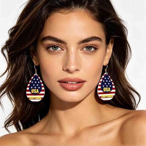 Patriotic 250th Anniversary Earrings for Women, 4th of july accessories Lightweight Red White Blue Earrings, 4th of July Independence Day Party Outfit American Flag Earrings Jewelry Celebration Gift in Saudi Arabia