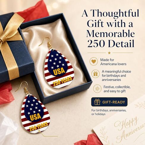 Patriotic 250th Anniversary Earrings for Women, 4th of july accessories Lightweight Red White Blue Earrings, 4th of July Independence Day Party Outfit American Flag Earrings Jewelry Celebration Gift in Saudi Arabia