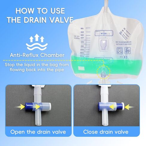 Catheter Bags, Urinary Drainage Bag with Anti-Reflux Chamber Multifunctional Urine Bag, with Clips and Hanging Hookactive air Exhaust, 0.4" Diameter Catheter, 2000ml Urine Collector(5 PCS) in Saudi Arabia