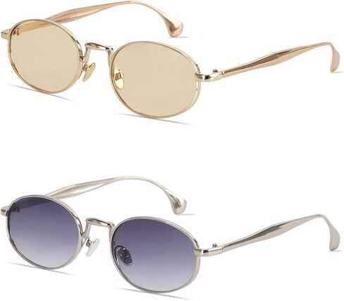 Y2k Sunglasses for Women and Men, Retro Oval Sunnies Rise in Gold in Kuwait