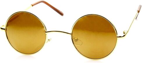zeroUV Lennon Style Round Circle Metal Sunglasses with Color Mirror Lens in Kuwait