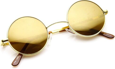 zeroUV Lennon Style Round Circle Metal Sunglasses with Color Mirror Lens in Kuwait