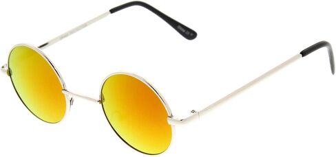zeroUV Lennon Style Round Circle Metal Sunglasses with Color Mirror Lens in Kuwait