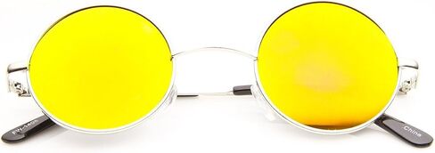 zeroUV Lennon Style Round Circle Metal Sunglasses with Color Mirror Lens in Kuwait