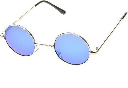 zeroUV Lennon Style Round Circle Metal Sunglasses with Color Mirror Lens in Kuwait