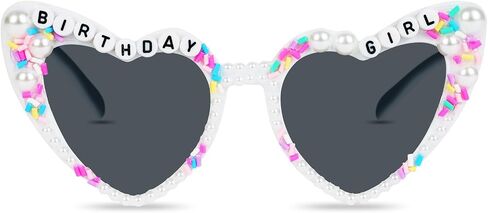 Ainiv Pearl Heart Shaped Sunglasses for Women, UV400 Protection Fashion Accessories Heart Glasses for Bridal, Beach Vacation in Saudi Arabia