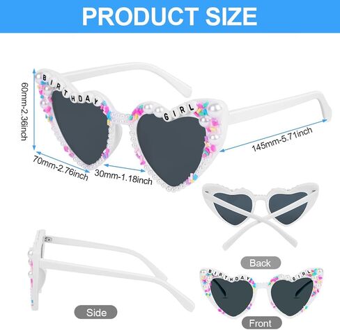 Ainiv Pearl Heart Shaped Sunglasses for Women, UV400 Protection Fashion Accessories Heart Glasses for Bridal, Beach Vacation in Saudi Arabia