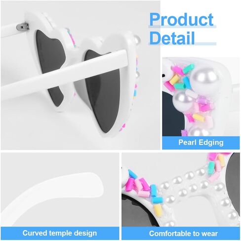 Ainiv Pearl Heart Shaped Sunglasses for Women, UV400 Protection Fashion Accessories Heart Glasses for Bridal, Beach Vacation in Saudi Arabia