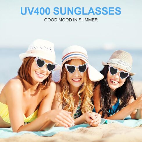 Ainiv Pearl Heart Shaped Sunglasses for Women, UV400 Protection Fashion Accessories Heart Glasses for Bridal, Beach Vacation in Saudi Arabia