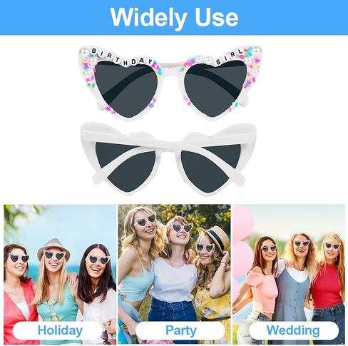 Ainiv Pearl Heart Shaped Sunglasses for Women, UV400 Protection Fashion Accessories Heart Glasses for Bridal, Beach Vacation in Saudi Arabia