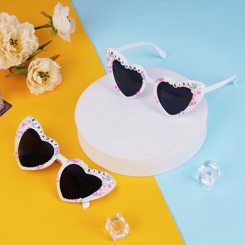 Ainiv Pearl Heart Shaped Sunglasses for Women, UV400 Protection Fashion Accessories Heart Glasses for Bridal, Beach Vacation in Saudi Arabia