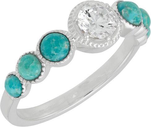 Silpada 'Far Away' Sterling Silver Compressed Turquoise and White Cubic Zirconia Ring in Saudi Arabia