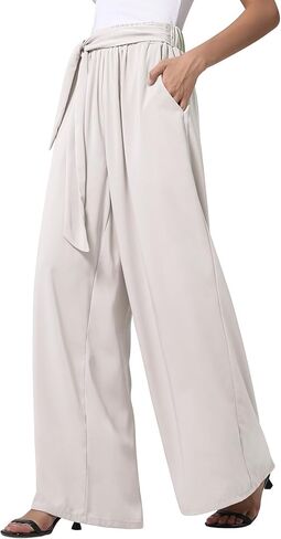 QIANXIZHAN Women's Wide Leg Pants, High Waisted Palazzo Pants Dressy Summer Flowy Casual Lounge Work Dress Pants Trousers WL in Kuwait