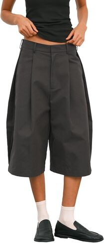 Preppy A-Line Wide Leg Cropped Structured Urban Smart Casual Business Work Pants Capris Culotte in Saudi Arabia