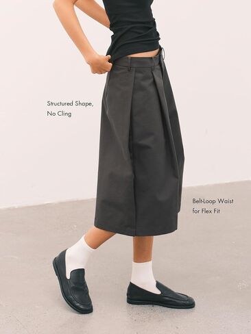 Preppy A-Line Wide Leg Cropped Structured Urban Smart Casual Business Work Pants Capris Culotte in Saudi Arabia