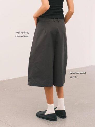 Preppy A-Line Wide Leg Cropped Structured Urban Smart Casual Business Work Pants Capris Culotte in Saudi Arabia