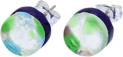 Glass Of Venice Murano Glass Venetian Reflections Round Stud Earrings - Silver Meadow in Kuwait