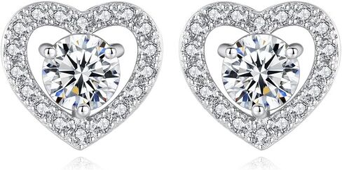 14K Gold Stud Earrings for Women, Excellent Cut D-color VVS1 Heart-Shaped Moissanite, Romantic Bridal Jewelry for Valentine's Day & Wedding in Saudi Arabia