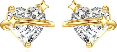 14K Gold Moissanite Heart Earrings for Women Heart Stud Earrings 1.0 CT Moissanite Diamonds Jewelry for Women in Kuwait