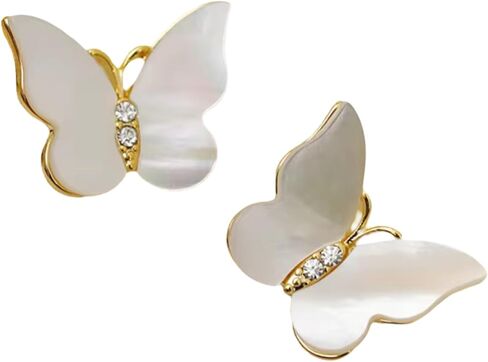 Pearl Butterfly Stud Earrings for Women 14K Gold-Plated | Rhinestone Accents, Lightweight, Dainty, Everyday or Special Occasion in Saudi Arabia
