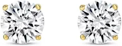 3 Ct Round Cut Diamond Stud Solid Real14K Yellow Gold Screw Back Basket For Women's Lab Created Jewellery in Kuwait