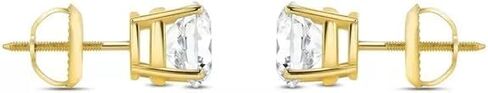 3 Ct Round Cut Diamond Stud Solid Real14K Yellow Gold Screw Back Basket For Women's Lab Created Jewellery in Kuwait