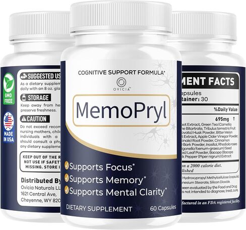 (5 Pack) Memopryl Capsules - MemoPryl Support Advanced Formula, Daily Memo Pryl Pills All Natural Ingredients Premium Formula Vitamins for Overall Health & Wellness Reviews, 300 Capsules for 5 Months in Saudi Arabia