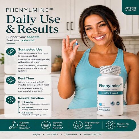 Phenylmine XR Weight Management - Energy, Appetite & Metabolic Support Formula for Men & Women - 60 Capsules (1) in Kuwait