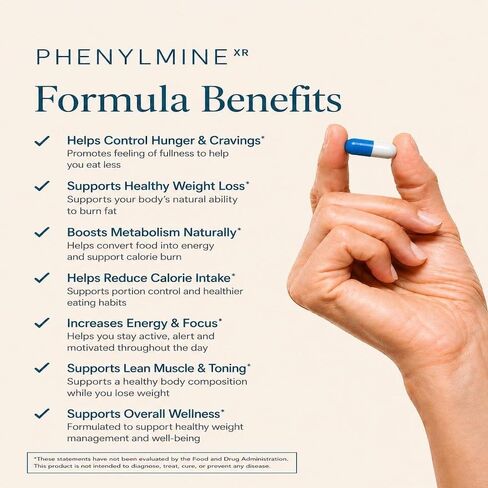 Phenylmine XR Weight Management - Energy, Appetite & Metabolic Support Formula for Men & Women - 60 Capsules (1) in Kuwait