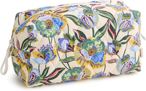 حقيبة مستحضرات التجميل الكبيرة للنساء من Vera Bradley ذات وزن الريشة - منظم المكياج وتخزين أدوات الزينة أثناء السفر - حديقة جاردينيا in Kuwait