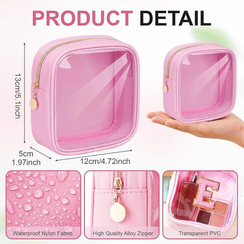 Kacctyen 6 Pcs Clear Mini Makeup Bags Nylon Square Pouch with Zipper Pink Small Cosmetic Bag for Purse Transparent Preppy Bags Travel Toiletry Essentials for Women Girls DIY Daily Use in Saudi Arabia