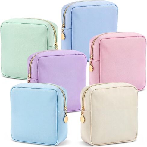 Kacctyen 6 Pcs Clear Mini Makeup Bags Nylon Square Pouch with Zipper Pink Small Cosmetic Bag for Purse Transparent Preppy Bags Travel Toiletry Essentials for Women Girls DIY Daily Use in Saudi Arabia