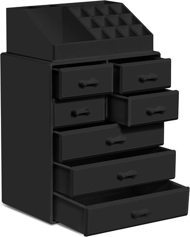 Sorbus Makeup Organizer, Brush Holder and Make Up Storage Drawers - Acrylic Makeup organizer for vanity, Bathroom - Cosmetic Display Cases with 3 large, 4 Small Drawers & 1 Tray for Makeup Brush in Saudi Arabia