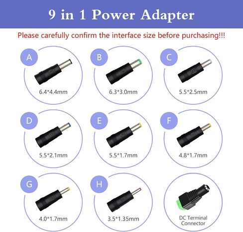 محول مزود الطاقة الشاحن 5V 2A ، محول AC/DC عالمي 10W 100-240V AC إلى محول سلك الطاقة DC 5V مع 9 مقابس قابلة للتبديل لكاميرا USB Hub TV Box Router وأكثر (حزمة واحدة) in Kuwait