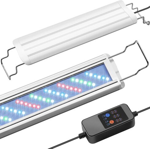 HITOP 12-18in Full Spectrum LED Aquarium Light with Timer, Auto 24/7 Lighting Cycle& 10-Level Brightness Adjustment, Fish Tank Light for Plant Growth, with Extendable Brackets in Kuwait