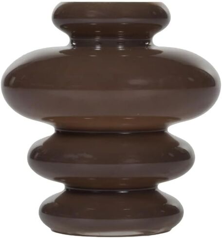 Alice Lane Ribbed Glass Vase – Modern Sculptural Decorative Vase for Flowers, Textured Curved Accent for Shelf, Table & Home Decor – Small, Cocoa in Saudi Arabia