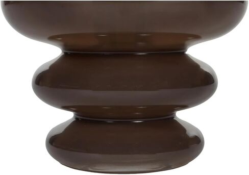 Alice Lane Ribbed Glass Vase – Modern Sculptural Decorative Vase for Flowers, Textured Curved Accent for Shelf, Table & Home Decor – Small, Cocoa in Saudi Arabia