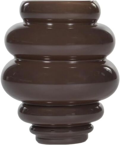 Alice Lane Ribbed Glass Vase – Modern Sculptural Decorative Vase for Flowers, Textured Curved Accent for Shelf, Table & Home Decor – Small, Cocoa in Saudi Arabia