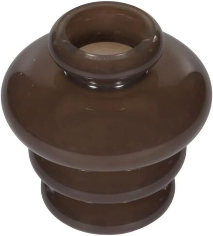 Alice Lane Ribbed Glass Vase – Modern Sculptural Decorative Vase for Flowers, Textured Curved Accent for Shelf, Table & Home Decor – Small, Cocoa in Saudi Arabia