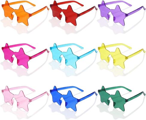 Star Sunglasses, 9Pcs Colorful Rimless Star-Shaped Glasses for Party Favors, Candy Color Sunglass for Costumes Cosplay, Beach & Pool, Star Glasses Party Favor for Women Men in Saudi Arabia