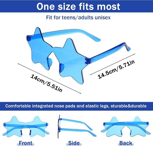 Star Sunglasses, 9Pcs Colorful Rimless Star-Shaped Glasses for Party Favors, Candy Color Sunglass for Costumes Cosplay, Beach & Pool, Star Glasses Party Favor for Women Men in Saudi Arabia