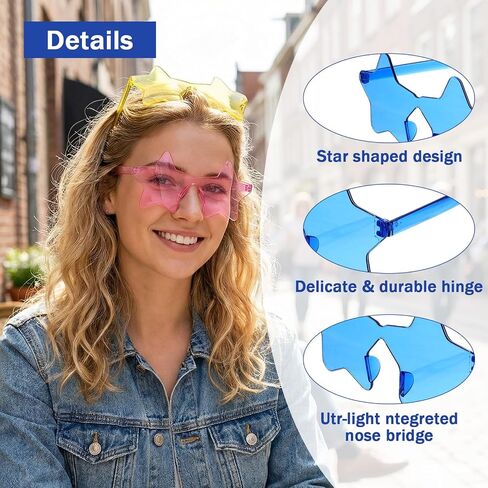 Star Sunglasses, 9Pcs Colorful Rimless Star-Shaped Glasses for Party Favors, Candy Color Sunglass for Costumes Cosplay, Beach & Pool, Star Glasses Party Favor for Women Men in Saudi Arabia