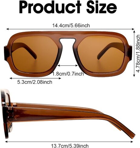Gvhntk 4Pcs Trendy Square Aviator Sunglasses for Women Men Retro 70s Flat Top UV Protection Sun Glasses Vintage Shades in Kuwait