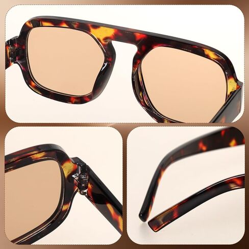 Gvhntk 4Pcs Trendy Square Aviator Sunglasses for Women Men Retro 70s Flat Top UV Protection Sun Glasses Vintage Shades in Kuwait