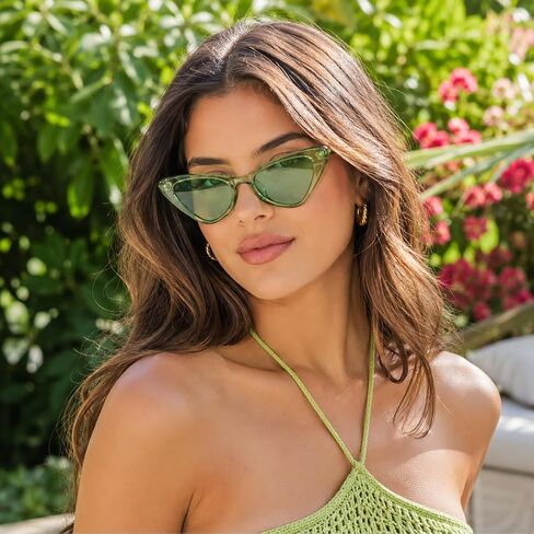 Fumwase 8PCS Cat Eye Sunglasses for Women Vintage Colorful 90s Trendy Sun Glasses for Halloween Cossplay Party in Kuwait